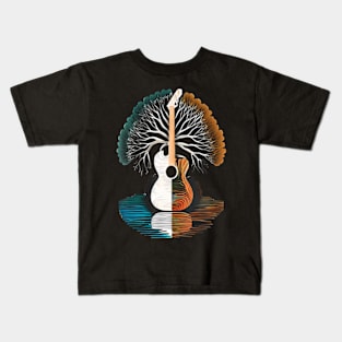 Tree Musicians Music Nature Acoustic Guitar By The Lake Kids T-Shirt